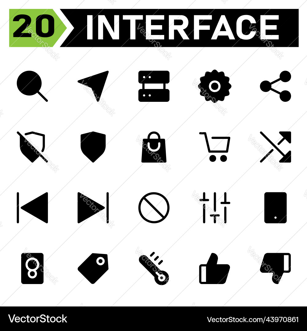 User interface icon set include search User interface icon set include search vector image