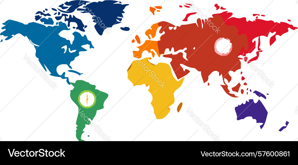 Vibrant multi-colored world map design generative vector image