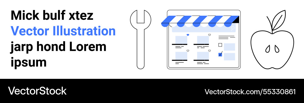 Web design elements toolbox shop front and apple Web design elements toolbox shop front and apple Vector Image