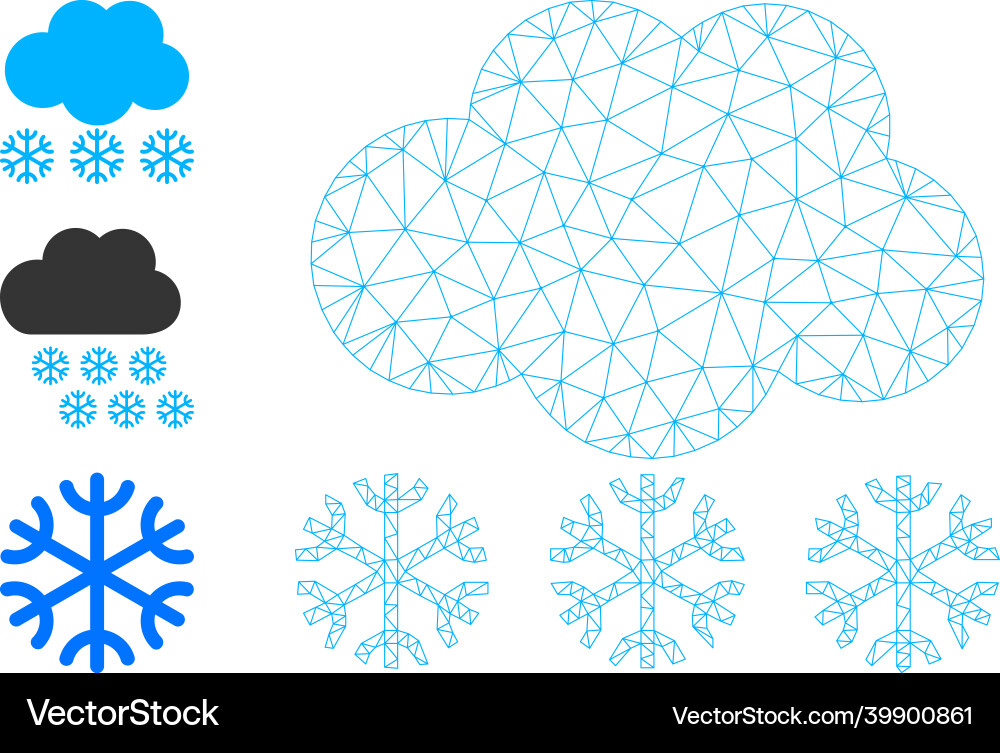 Web mesh snow cloud icon and source icons Web mesh snow cloud icon and source icons vector image
