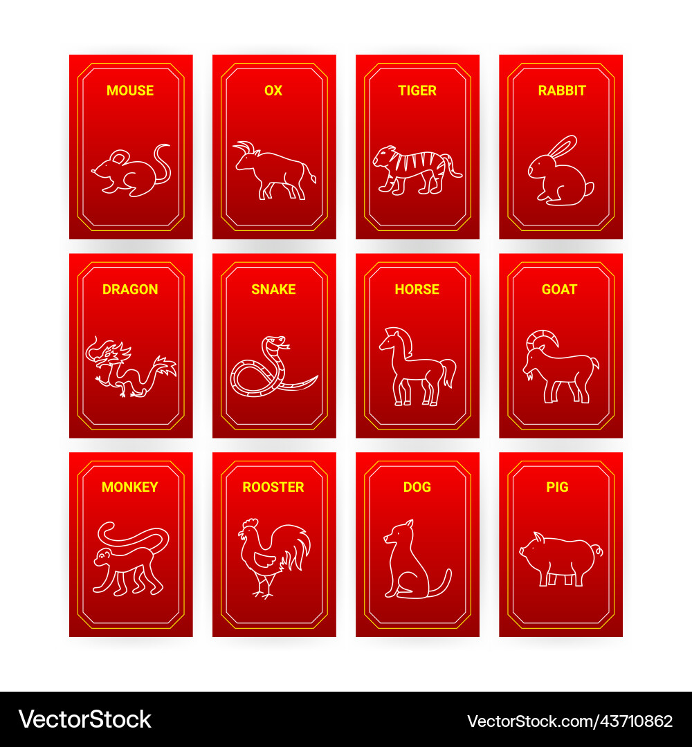 12 chinese zodiac horoscope 12 chinese zodiac horoscope vector image