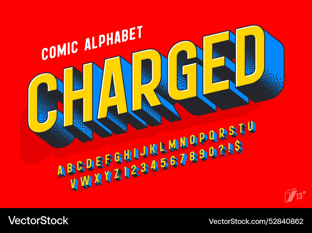 3D Retro Alphabet - Comical & Bold vector image