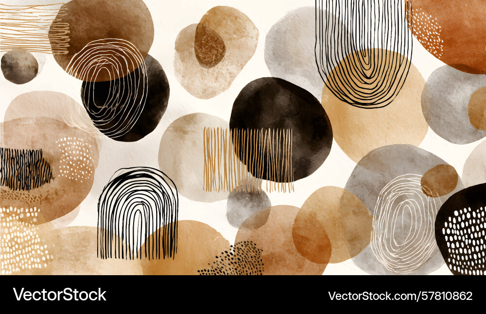 Abstract shapes with organic patterns in muted Vector Image