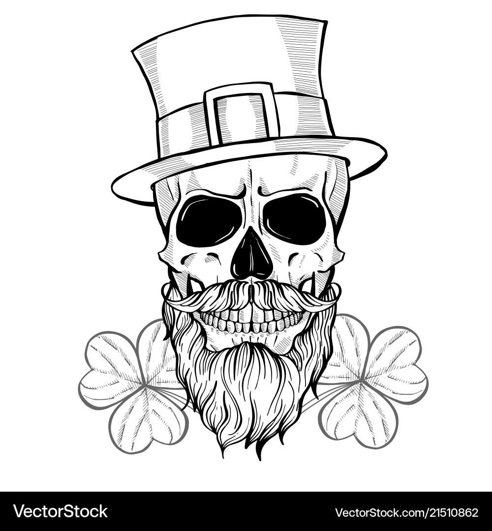Angry Leprechaun Skull vector image