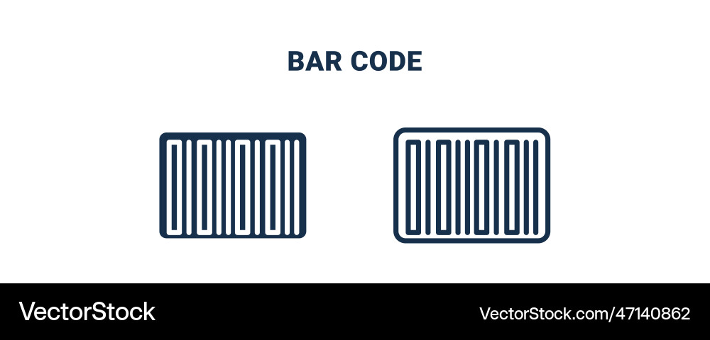 Bar code icon outline and filled Bar code icon outline and filled vector image