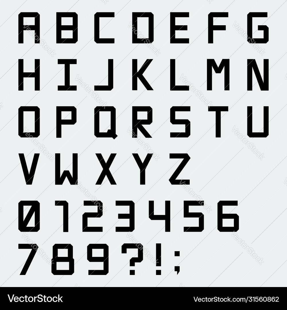 Blocky Code Font Blocky Number Font Royalty Free Vector Image - VectorStock
