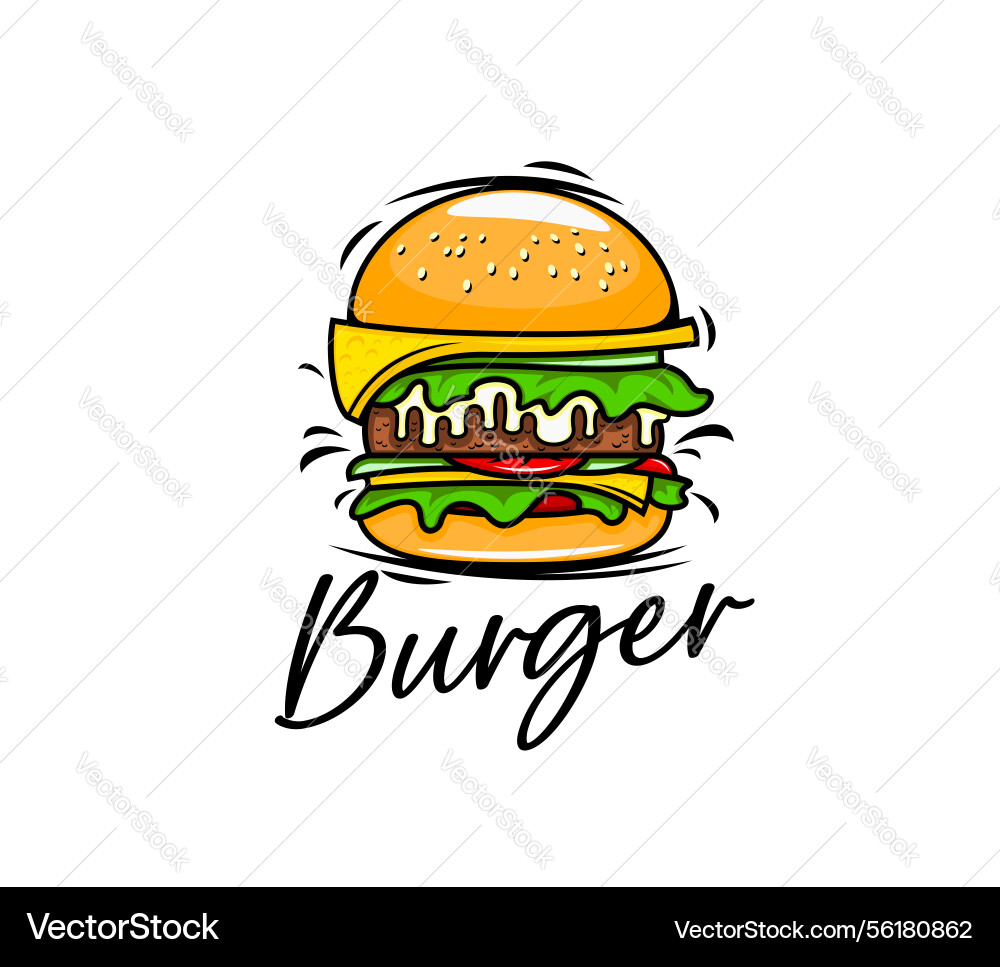 Burger icon fast food grill bbq restaurant sign Burger icon fast food grill bbq restaurant sign vector image