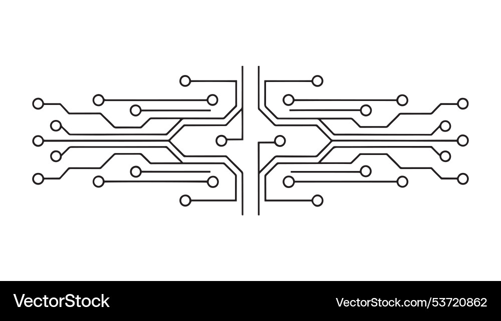 Circuit board featuring multiple wires connected Vector Image