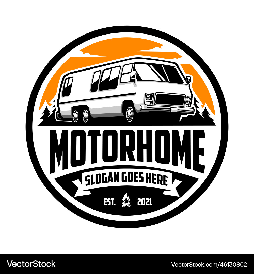 Classic motorhome emblem logo art isolated Classic motorhome emblem logo art isolated vector image