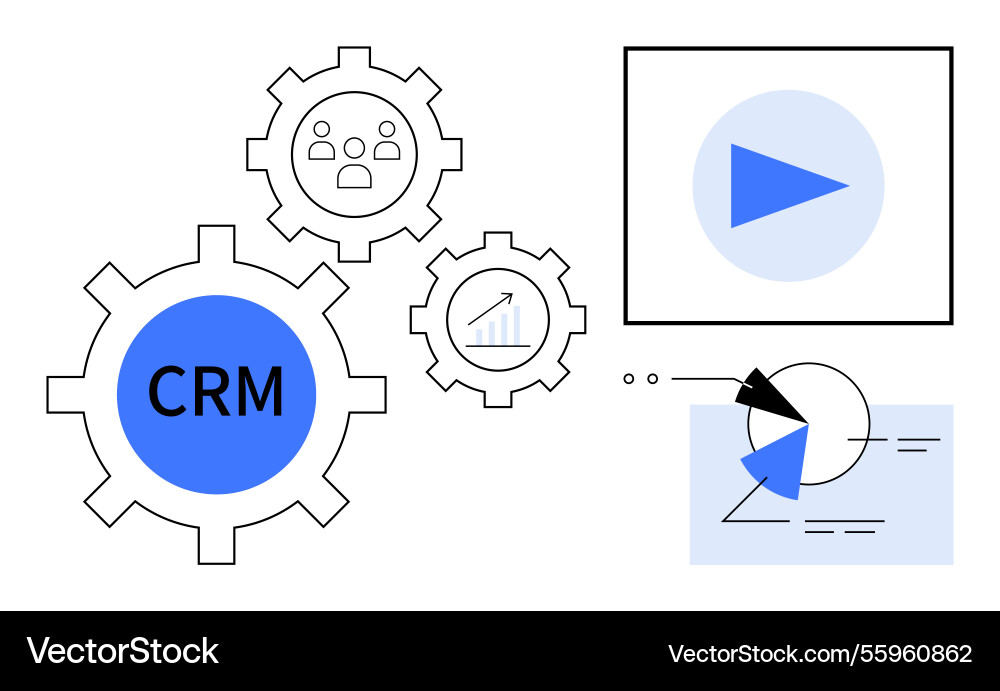 Crm integration with analytics and media tools Crm integration with analytics and media tools vector image