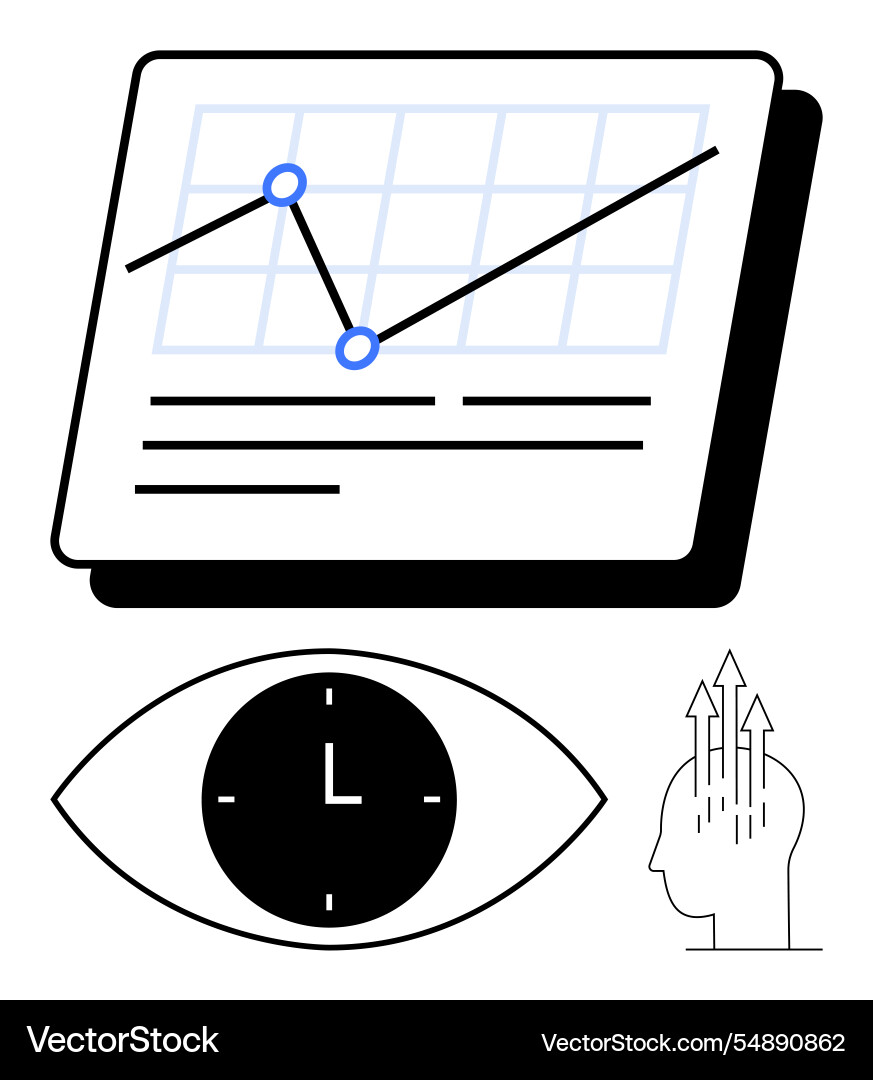 Data analysis with growth chart time management Data analysis with growth chart time management vector image