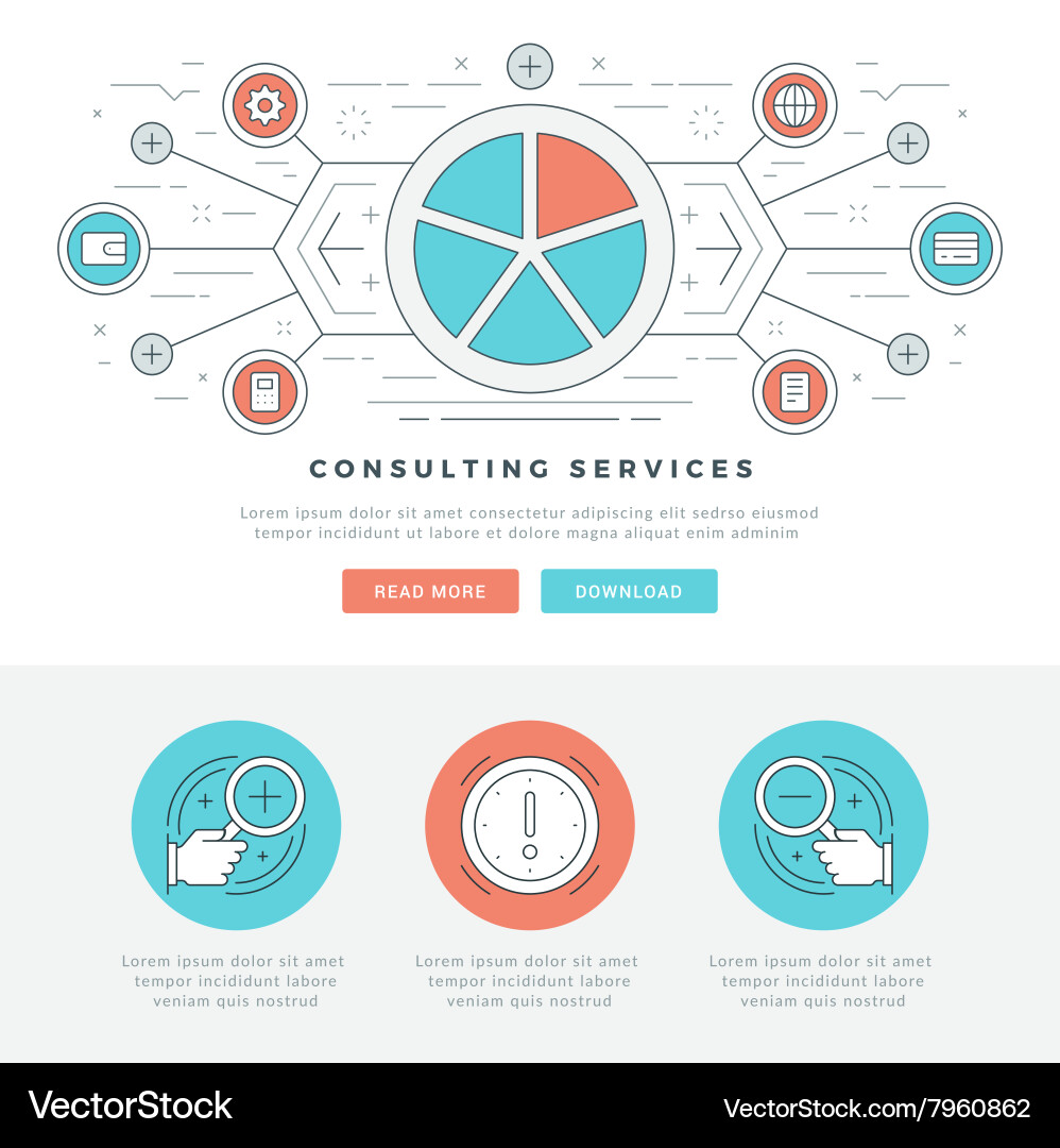 Flat line business concept web site header vector image