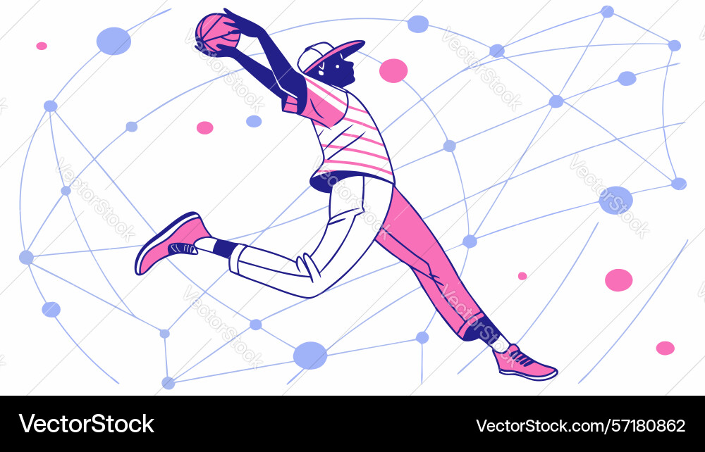 Intense basketball player in action with motion vector image