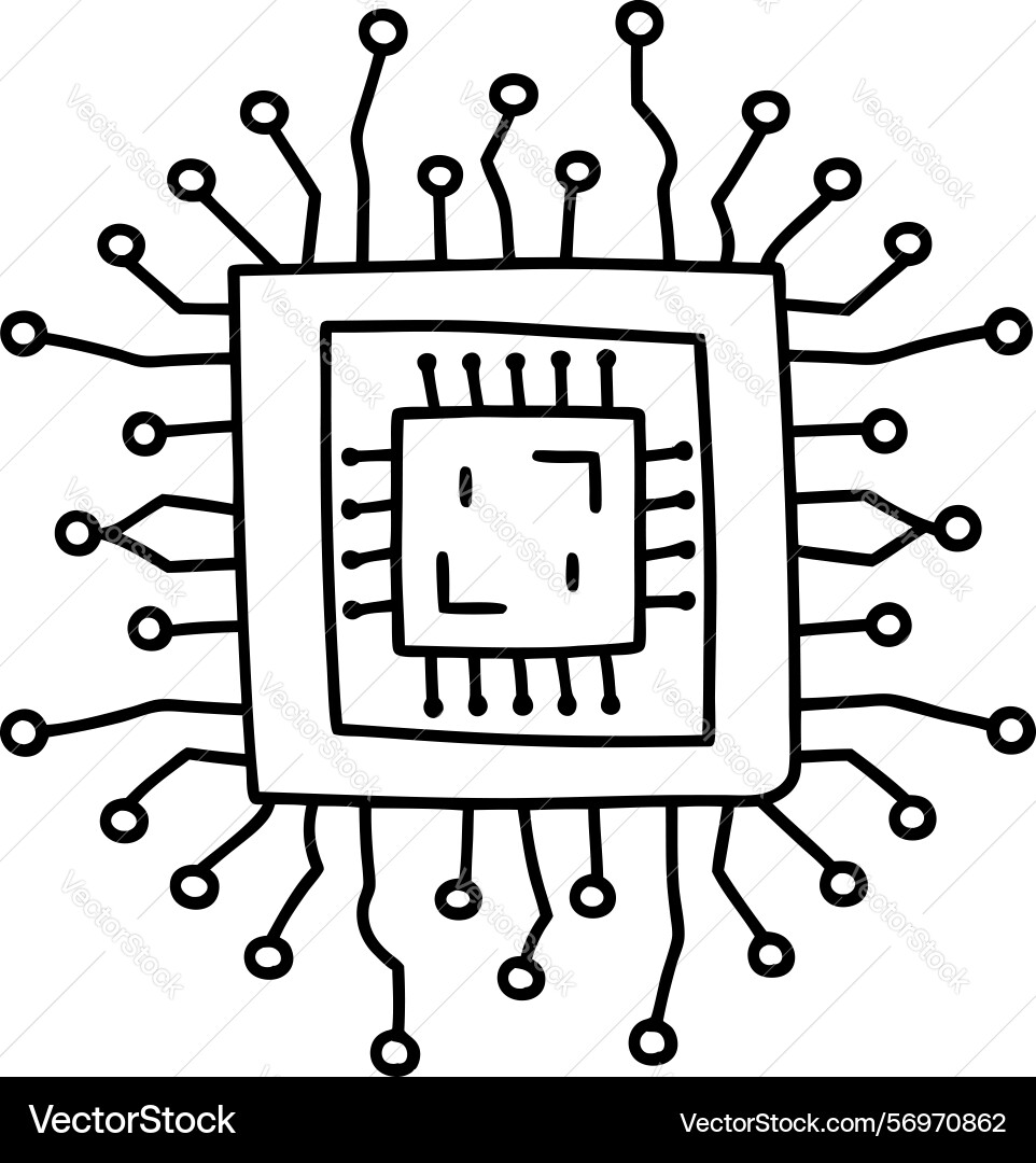 Microchip schematic simple computer processor Microchip schematic simple computer processor vector image