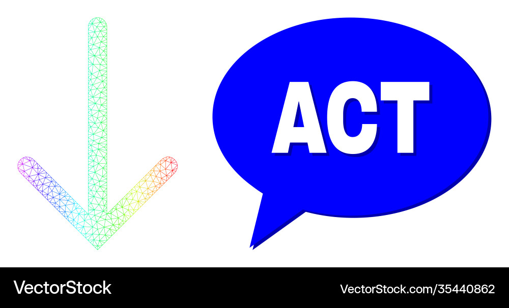 Rainbow net gradient arrow down icon and act Rainbow net gradient arrow down icon and act vector image