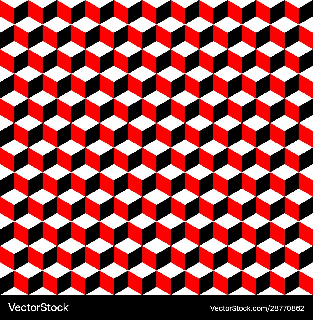 Red and White 3D Cube Pattern vector image
