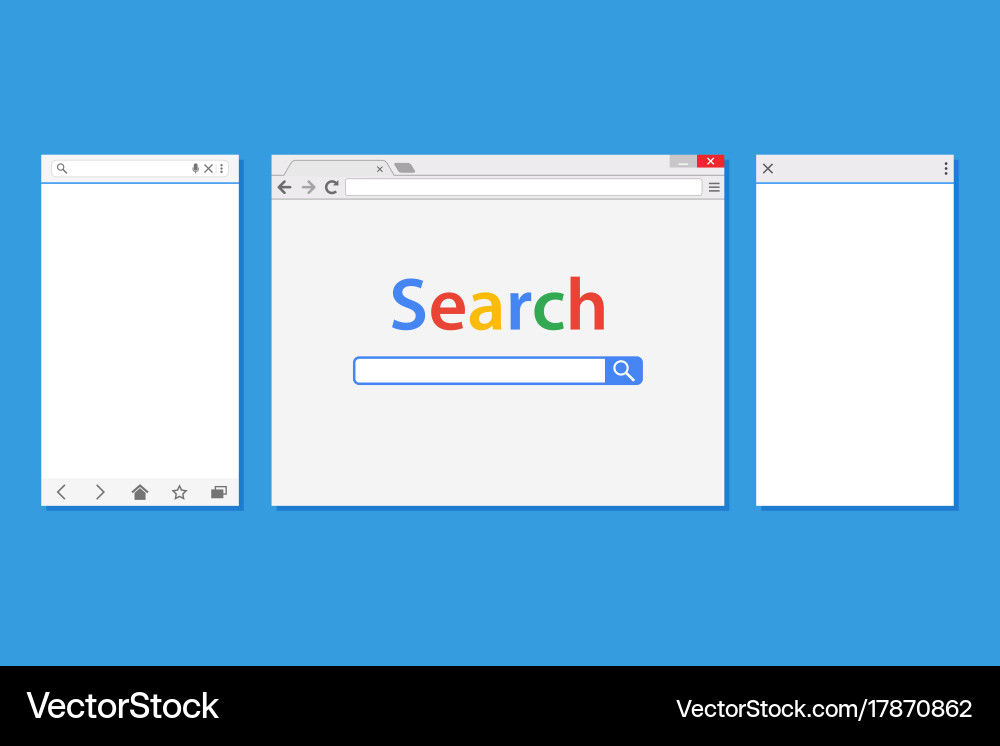 Set of flat blank browser windows for different vector image