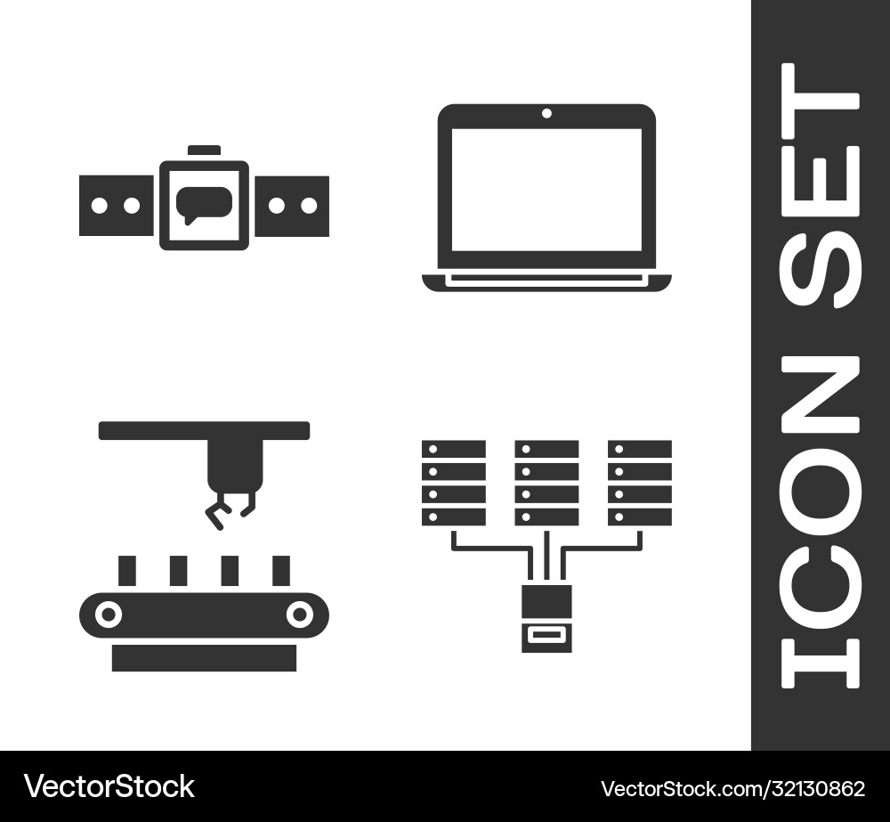 Set server data web hosting smartwatch factory Set server data web hosting smartwatch factory vector image