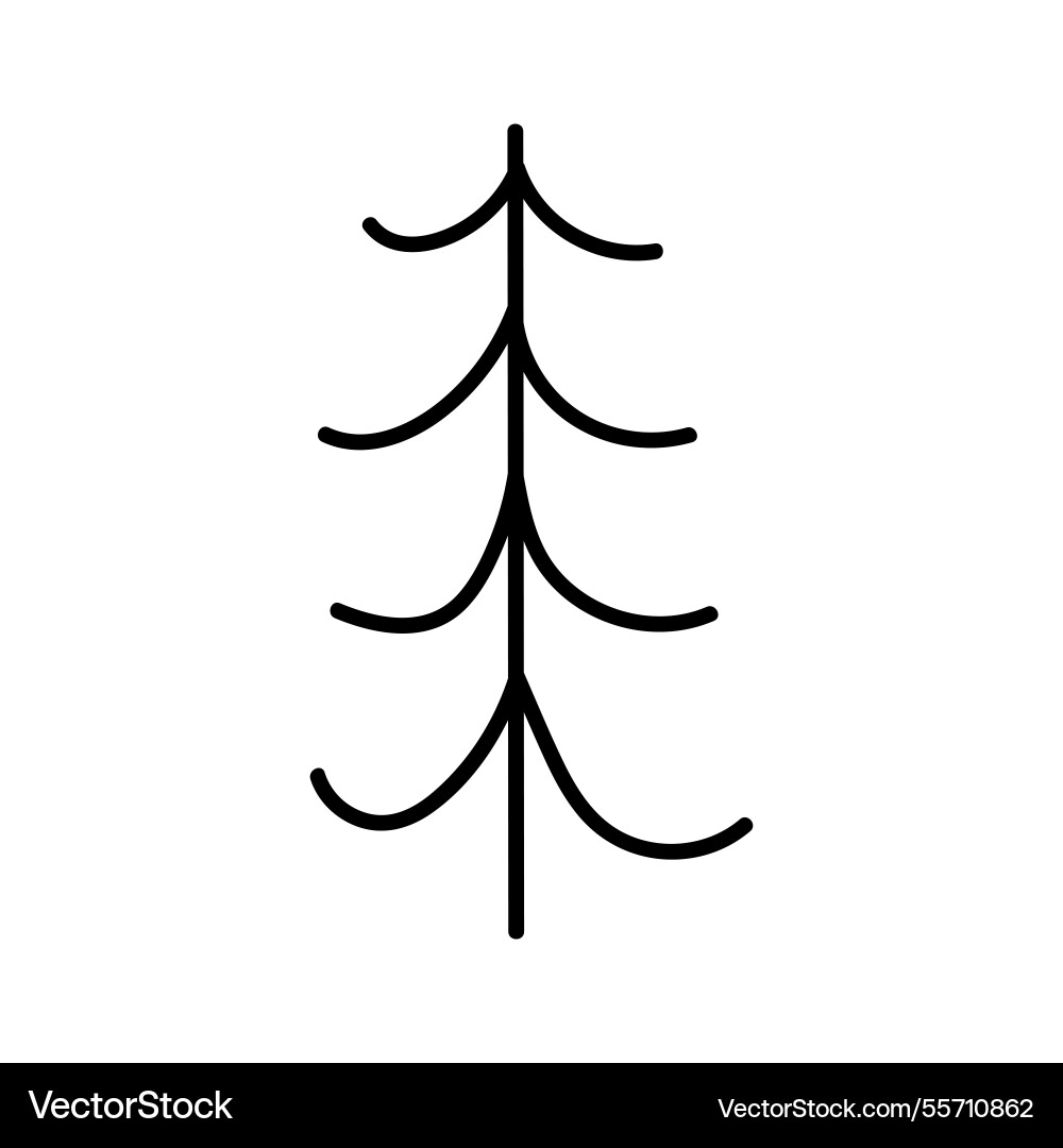 Simple line drawing of a pine tree with branches Simple line drawing of a pine tree with branches Vector Image