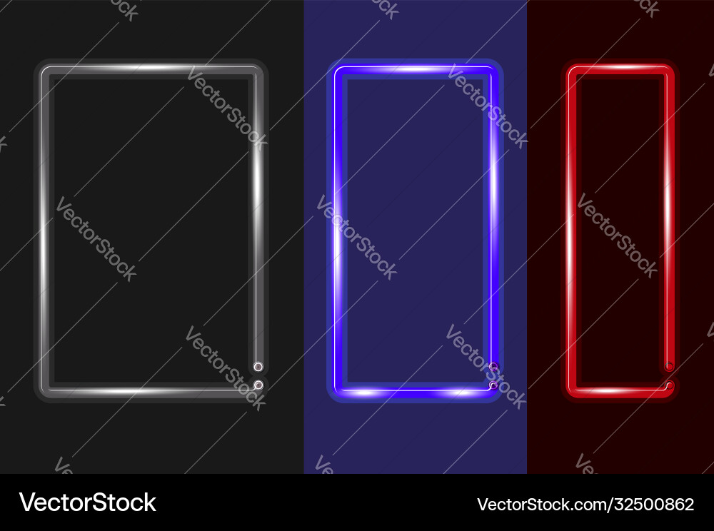 Three vertical frames different widths glowing Three vertical frames different widths glowing vector image