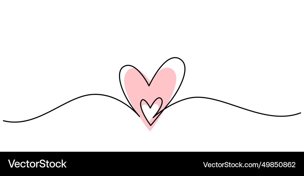 Two hearts in simple one line style and color Two hearts in simple one line style and color vector image