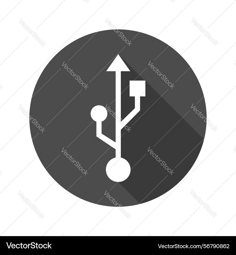 Usb data connection symbol round shadow icon Usb data connection symbol round shadow icon vector image