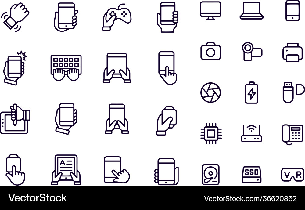 Using technology line icons vector image