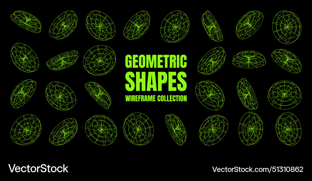 Wireframe lined shapes perspective mesh 3d grid vector image