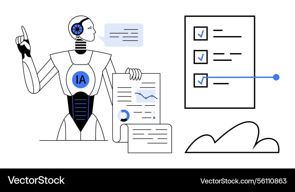 Ai Roboter verwalten Daten mit Analytik Checkliste Ai Roboter verwalten Daten mit Analytik Checkliste vektorbild