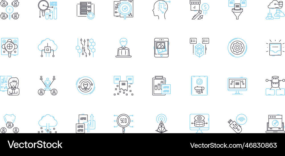 Artificial learning linear icons set algorithm Artificial learning linear icons set algorithm Vector Image