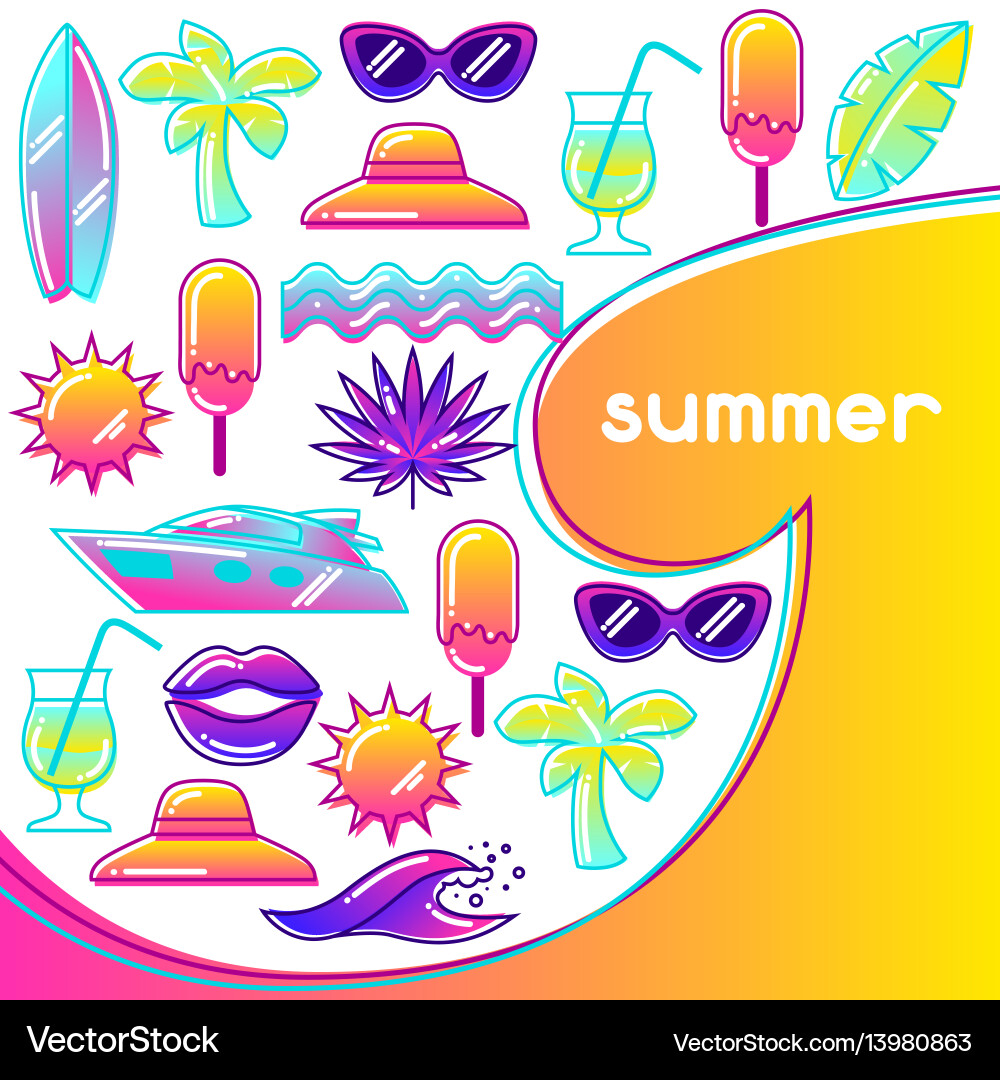 Background with stylized summer objects abstract Background with stylized summer objects abstract vector image