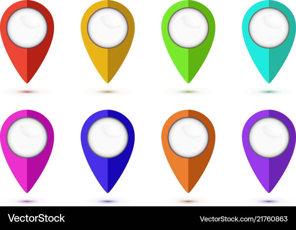 Bright Map Pointer Set - Flat Icons vector image