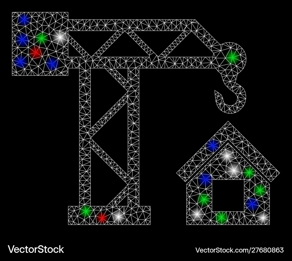 Bright mesh wire frame build house with flash Bright mesh wire frame build house with flash vector image