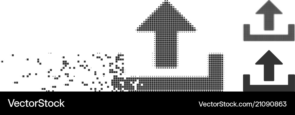Broken pixel halftone upload icon Broken pixel halftone upload icon vector image