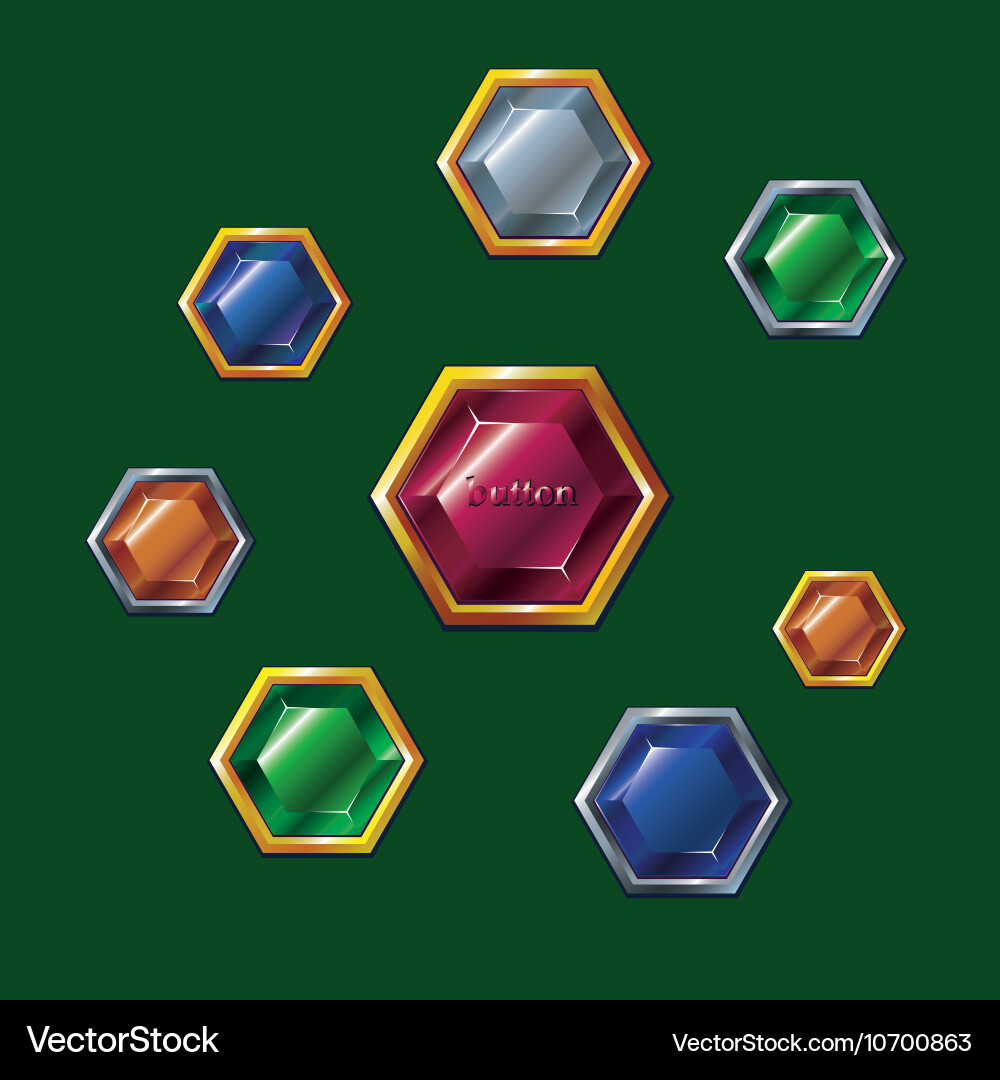 Colorful Gem Button Set Vector Image