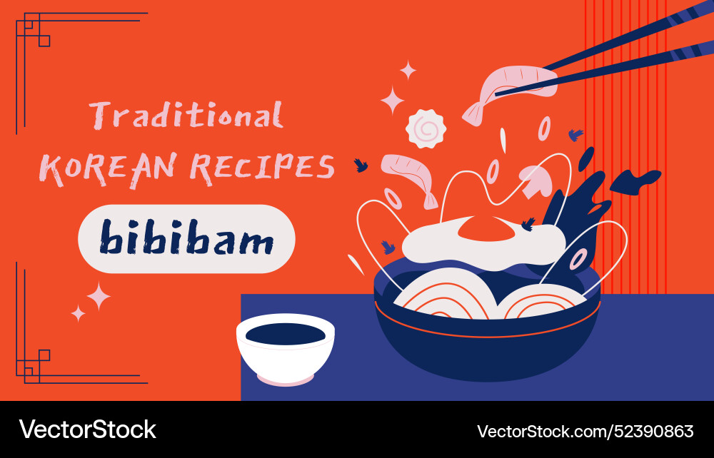 Flat design korean food restaurant youtube Vector Image