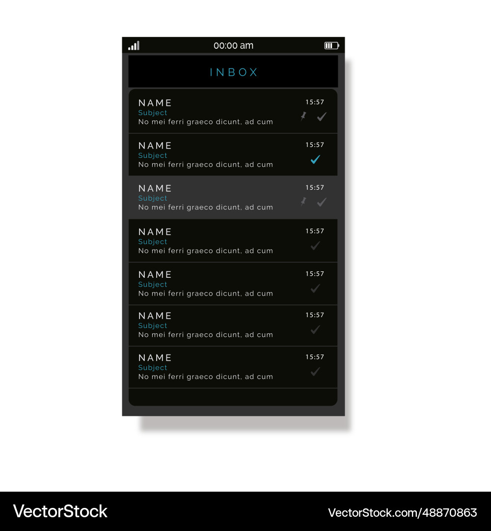 Grey message inbox user interface Grey message inbox user interface Vector Image