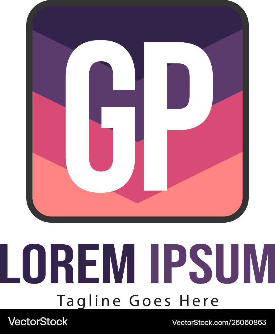 Initial gp logo template with modern frame Vector Image