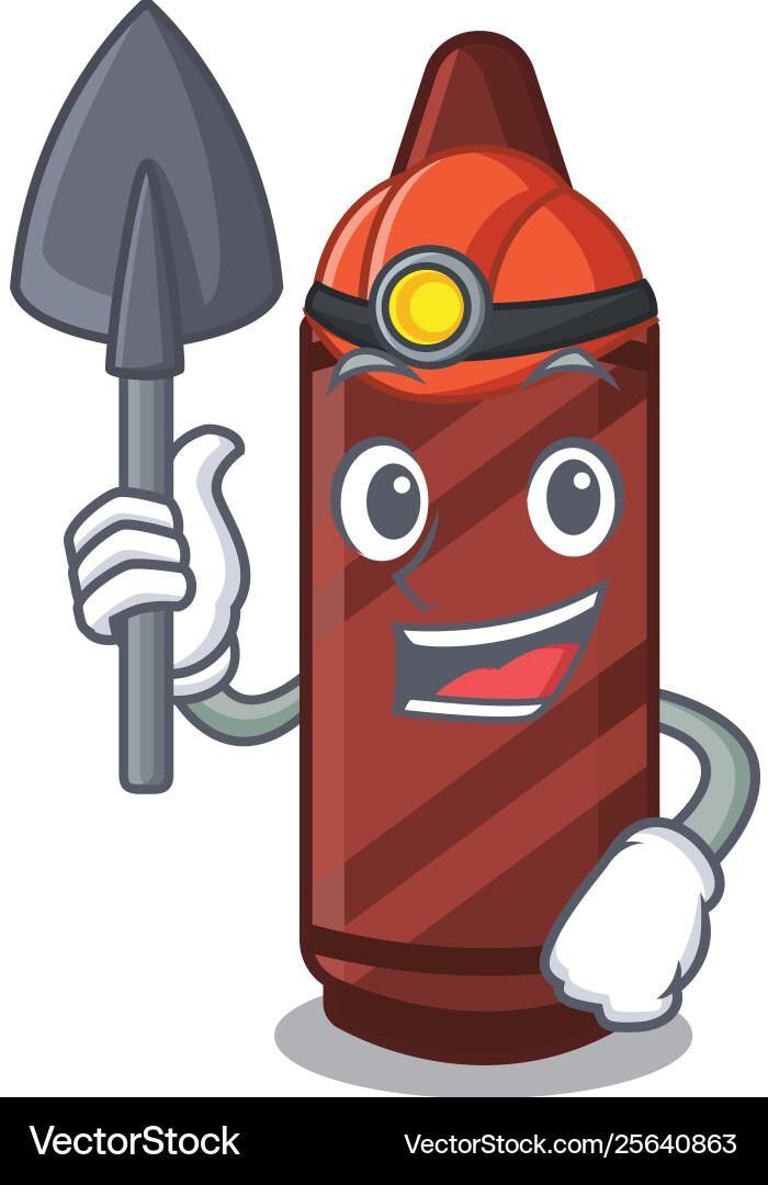 Miner brauner Crayon in Cartoonsäule Miner brauner Crayon in Cartoonsäule vektorbild