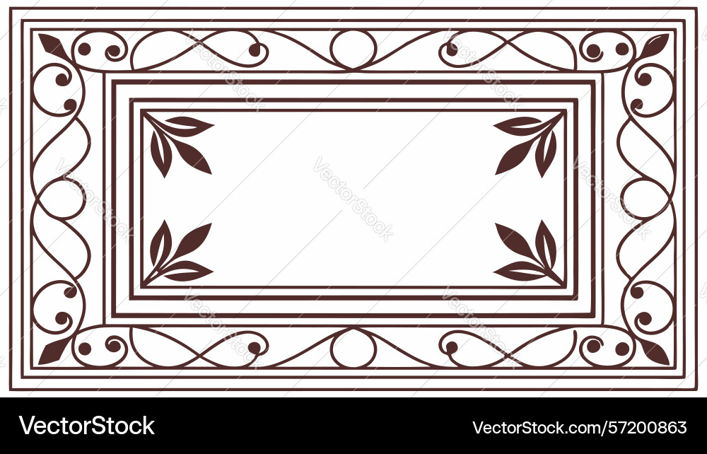 Ornate rectangular frame with central motif vector image