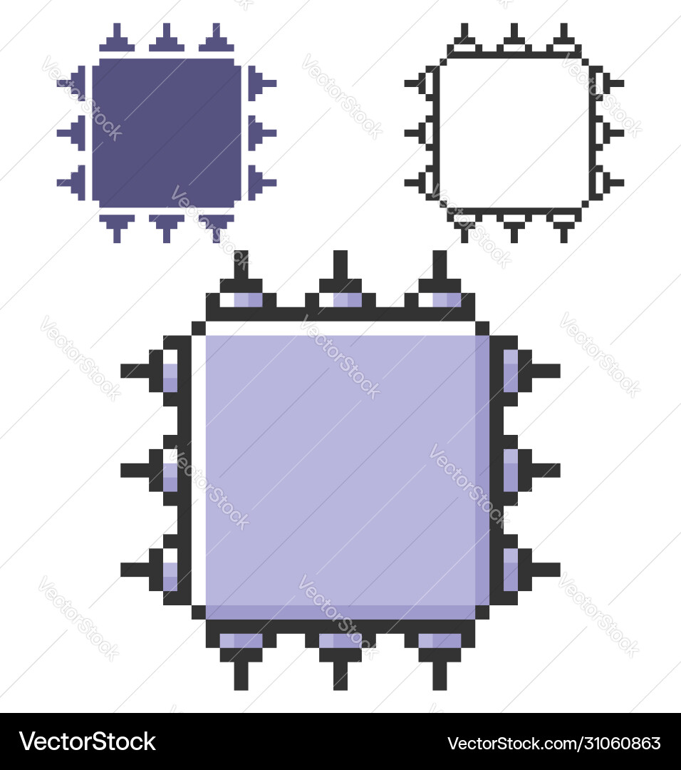 Pixel CPU Icon - Central Processing Unit vector image