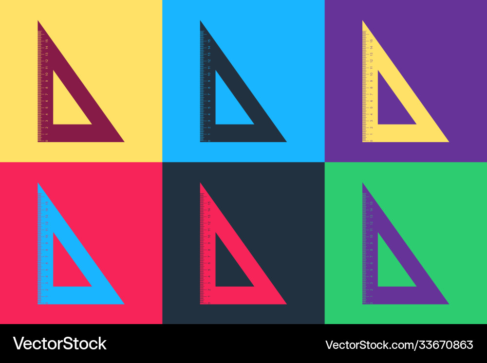 Pop art triangular ruler icon isolated on color Pop art triangular ruler icon isolated on color vector image