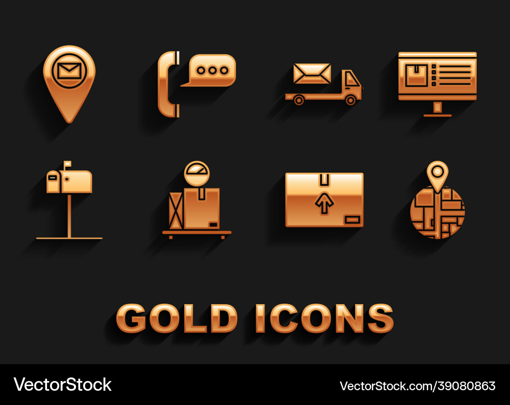 Set scale with cardboard box computer monitor app Set scale with cardboard box computer monitor app vector image