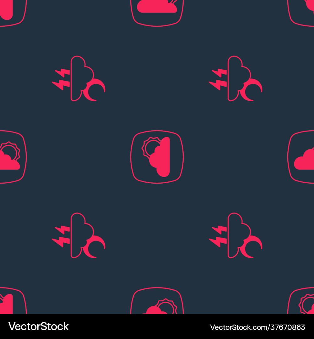 Set storm and weather forecast on seamless pattern Set storm and weather forecast on seamless pattern vector image