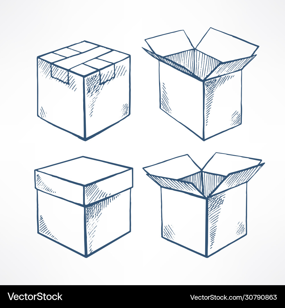 Set with four sketch boxes vector image