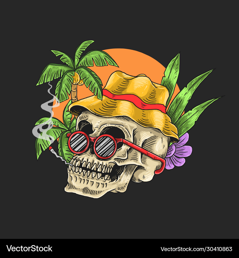 Skull Tropical Holiday Vector Image