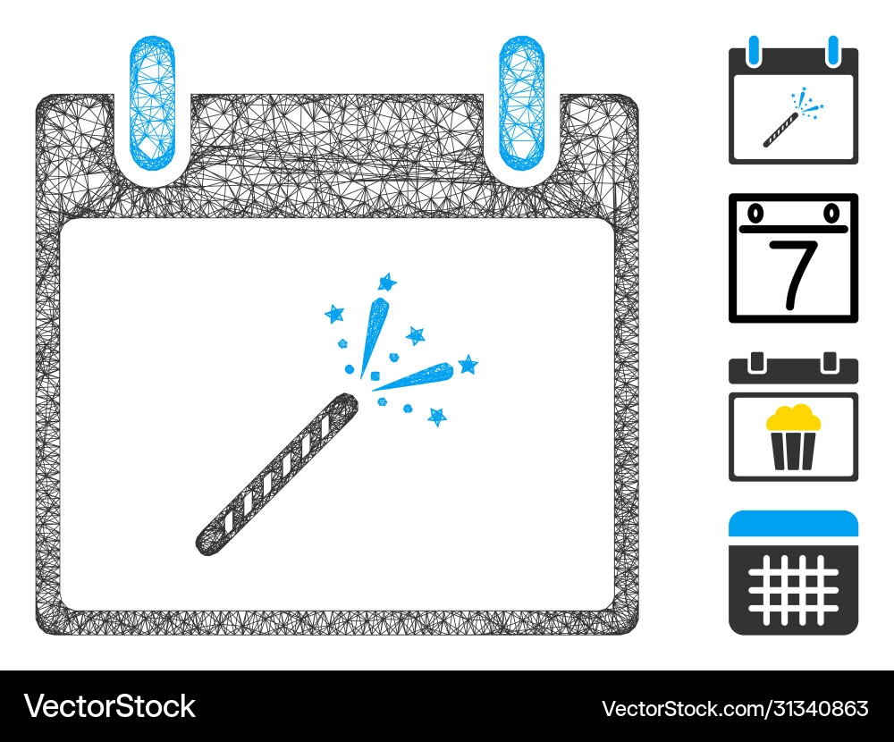 Sparkler firecracker calendar day web mesh Sparkler firecracker calendar day web mesh vector image
