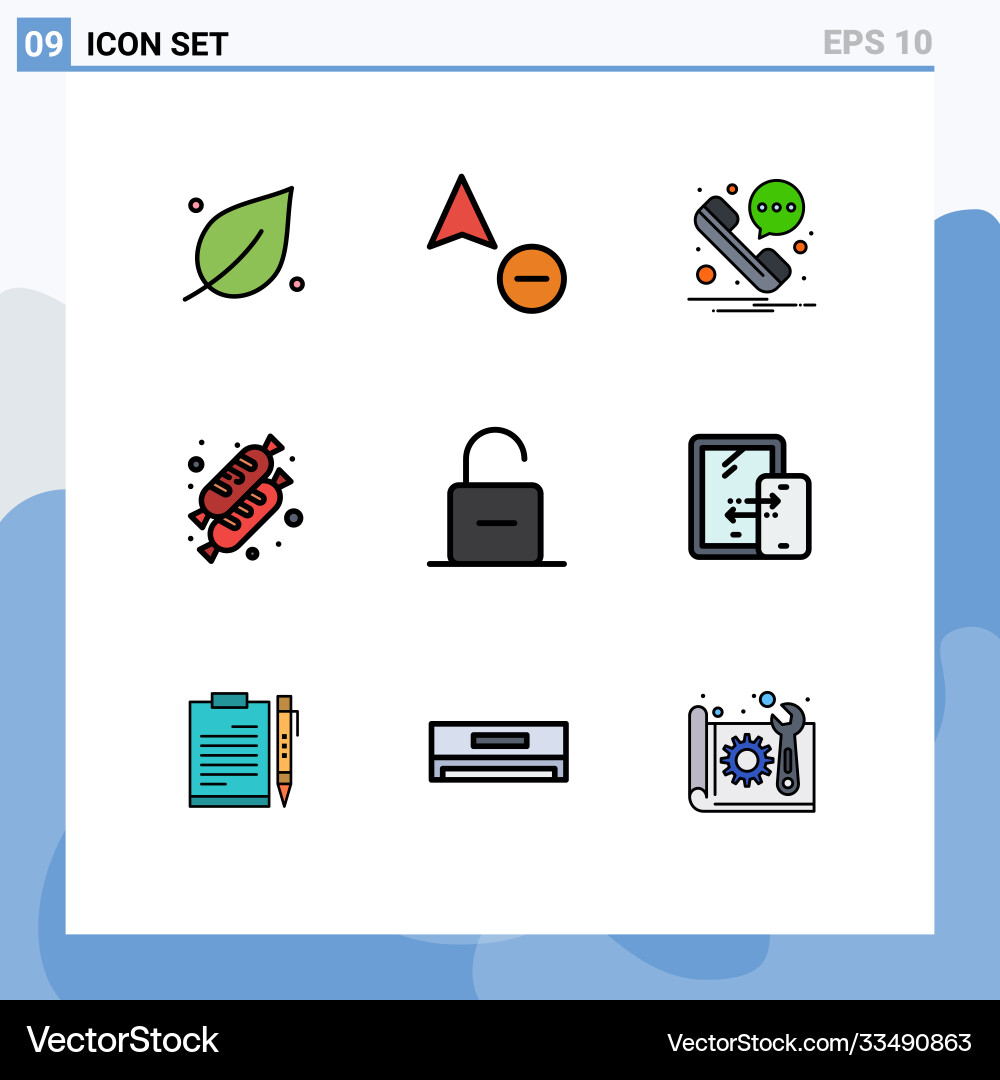 User interface pack 9 basic filledline flat Vector Image