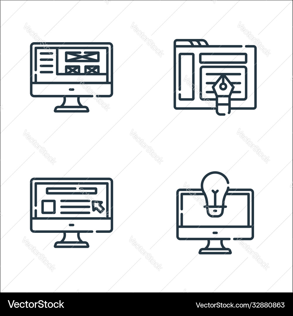 Web development line icons linear set quality Web development line icons linear set quality vector image