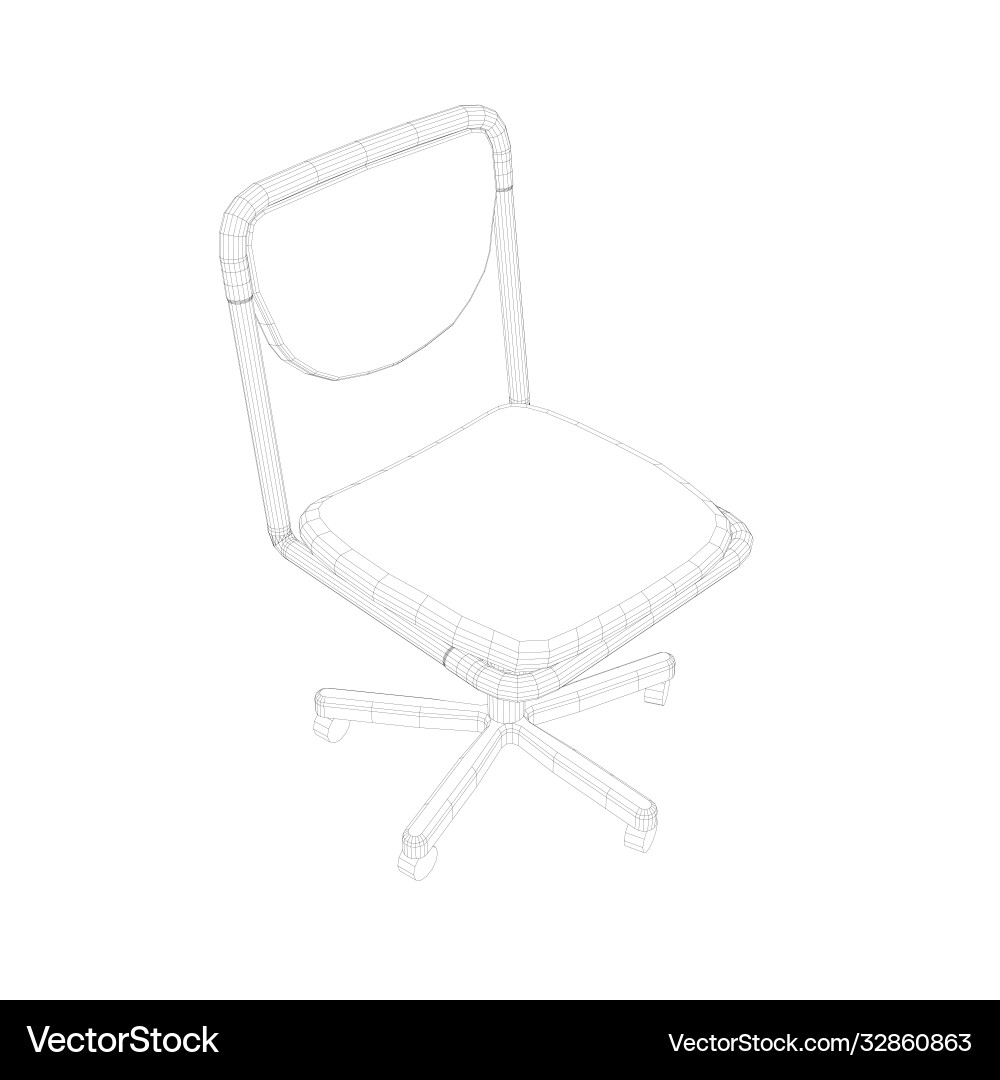Wireframe computer chair from black lines Wireframe computer chair from black lines Vector Image